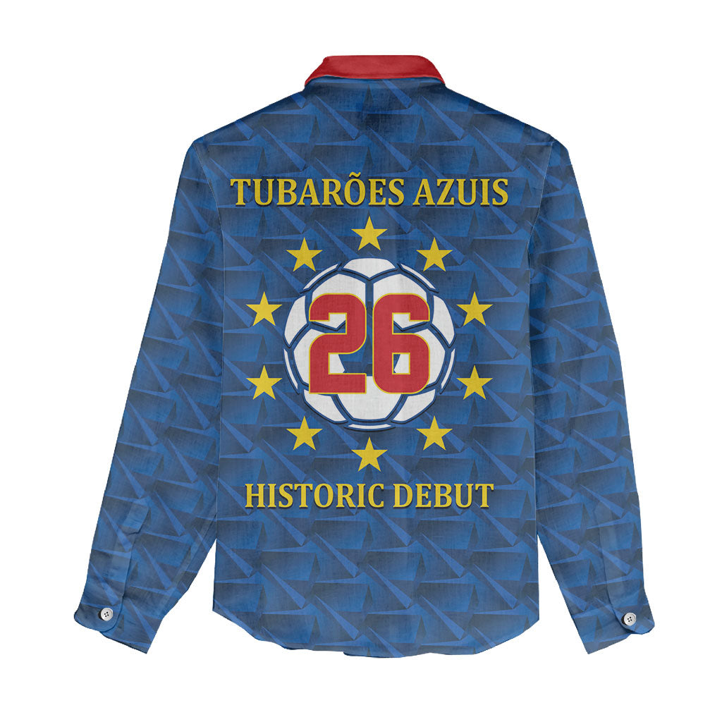 Cabo Verde Tubaroes Azuis Historic Debut 2026 Women Casual Shirt Cape Verde Past and Present Flag Motif