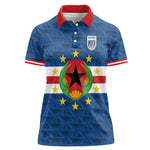 Cabo Verde Tubaroes Azuis Historic Debut 2026 Women Polo Shirt Cape Verde Past and Present Flag Motif