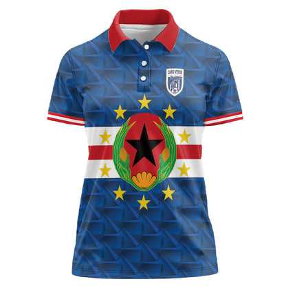 Cabo Verde Tubaroes Azuis Historic Debut 2026 Women Polo Shirt Cape Verde Past and Present Flag Motif