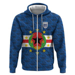 Cabo Verde Tubaroes Azuis Historic Debut 2026 Zip Hoodie Cape Verde Past and Present Flag Motif
