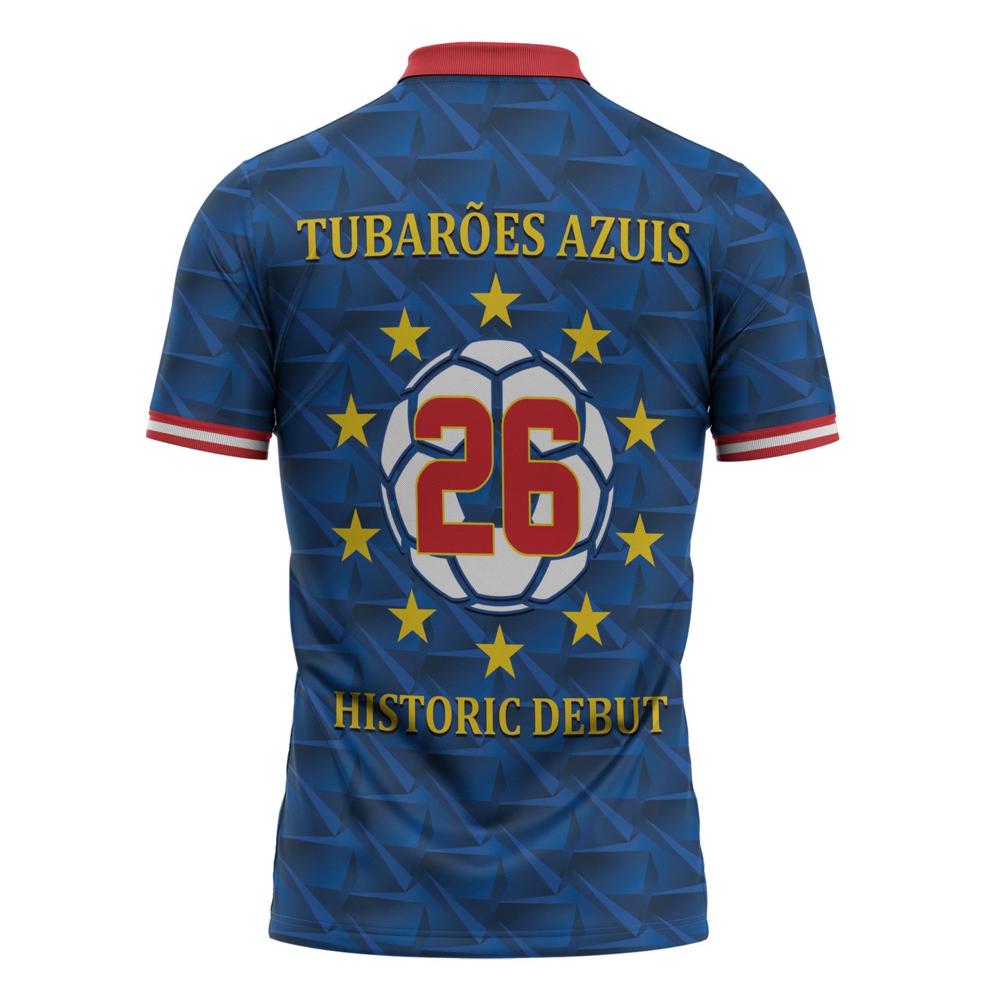 Cabo Verde Tubaroes Azuis Historic Debut 2026 Zipper Polo Shirt Cape Verde Past and Present Flag Motif