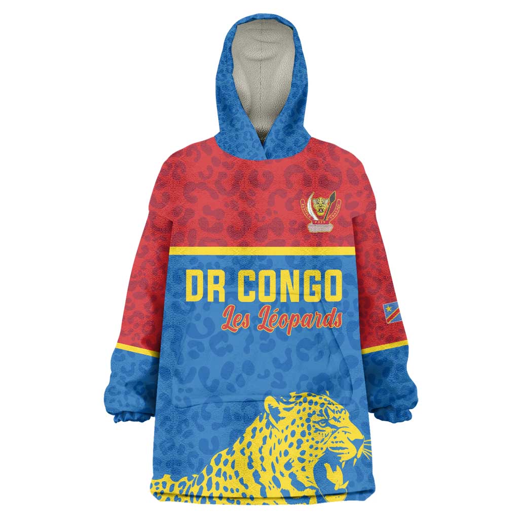 Custom World Football 2026 DR Congo Kid Wearable Blanket Hoodie Roar of Les Leopards