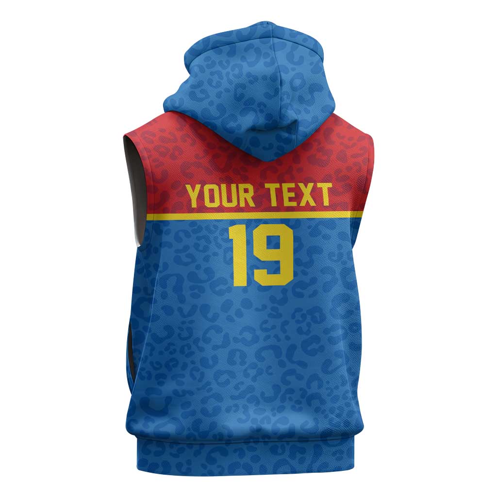 Custom World Football 2026 DR Congo Sleeveless Hoodie Roar of Les Leopards