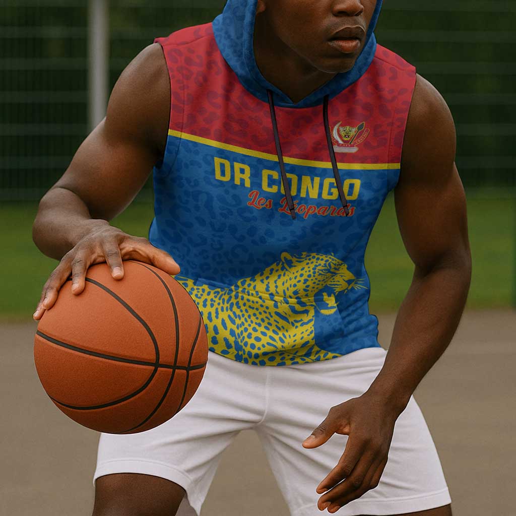 Custom World Football 2026 DR Congo Sleeveless Hoodie Roar of Les Leopards