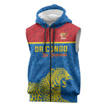 Custom World Football 2026 DR Congo Sleeveless Zip Hoodie Roar of Les Leopards