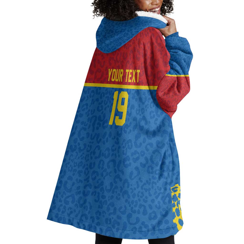 Custom World Football 2026 DR Congo Wearable Blanket Hoodie Roar of Les Leopards