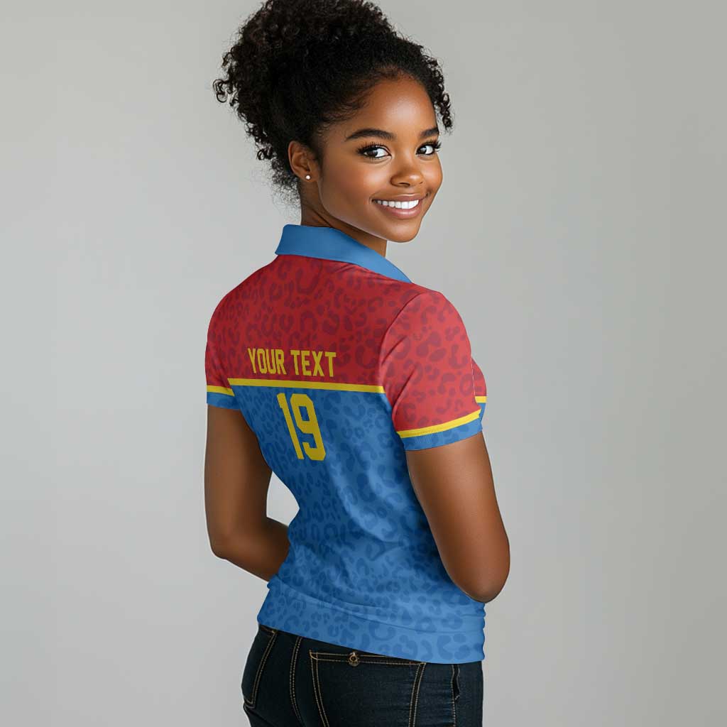 Custom World Football 2026 DR Congo Women Polo Shirt Roar of Les Leopards