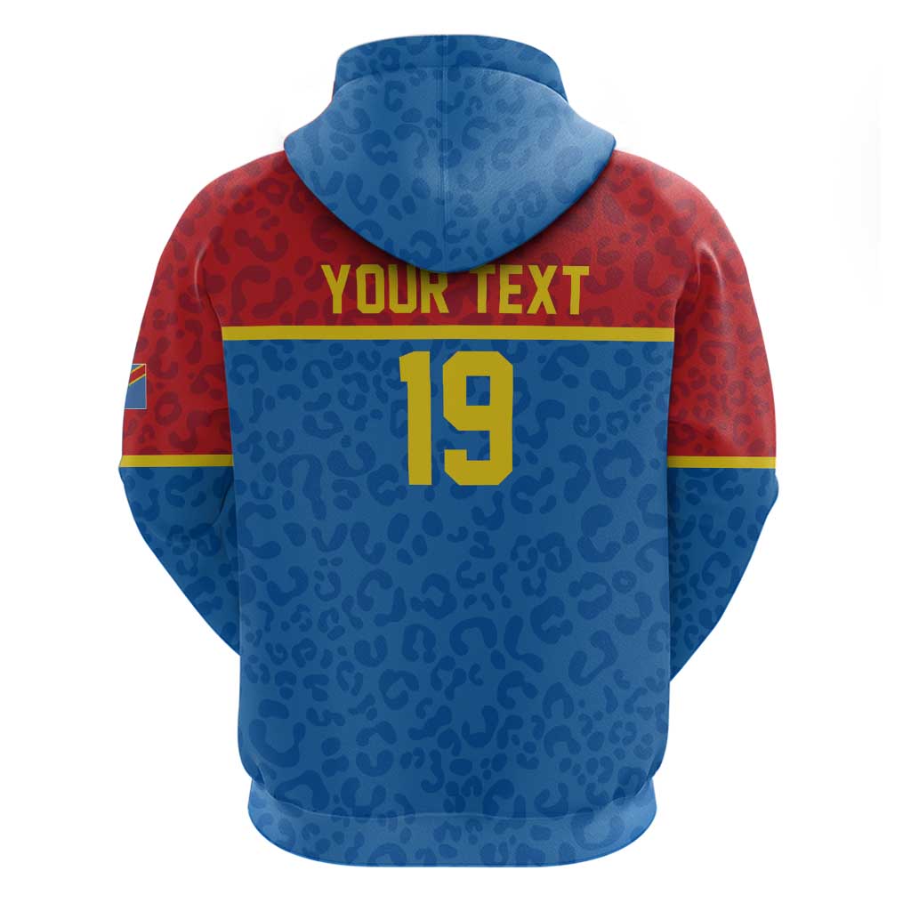 Custom World Football 2026 DR Congo Zip Hoodie Roar of Les Leopards