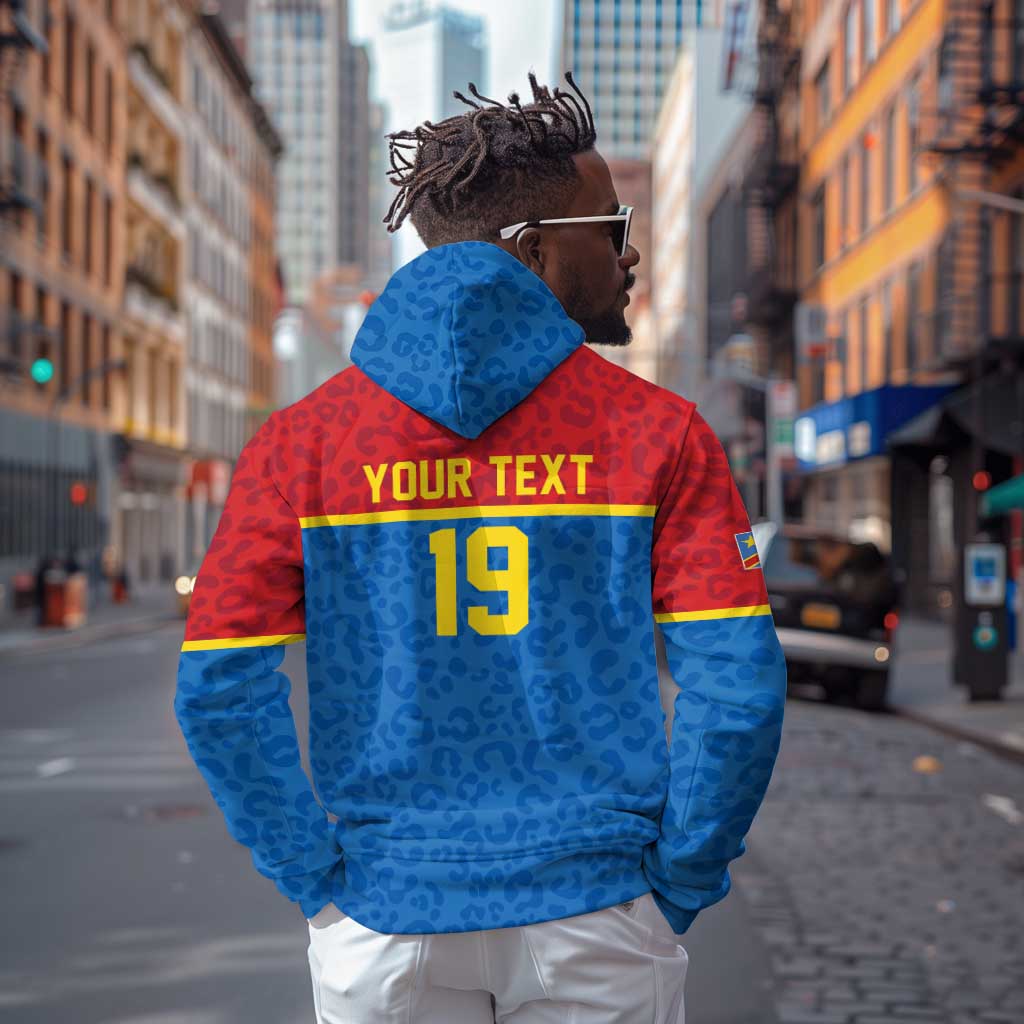 Custom World Football 2026 DR Congo Zip Hoodie Roar of Les Leopards