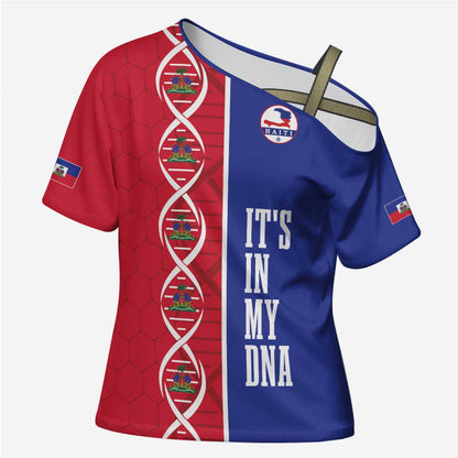 Custom Afro-Haiti Football Cross Shoulder Shirt It's In My DNA - African Pride