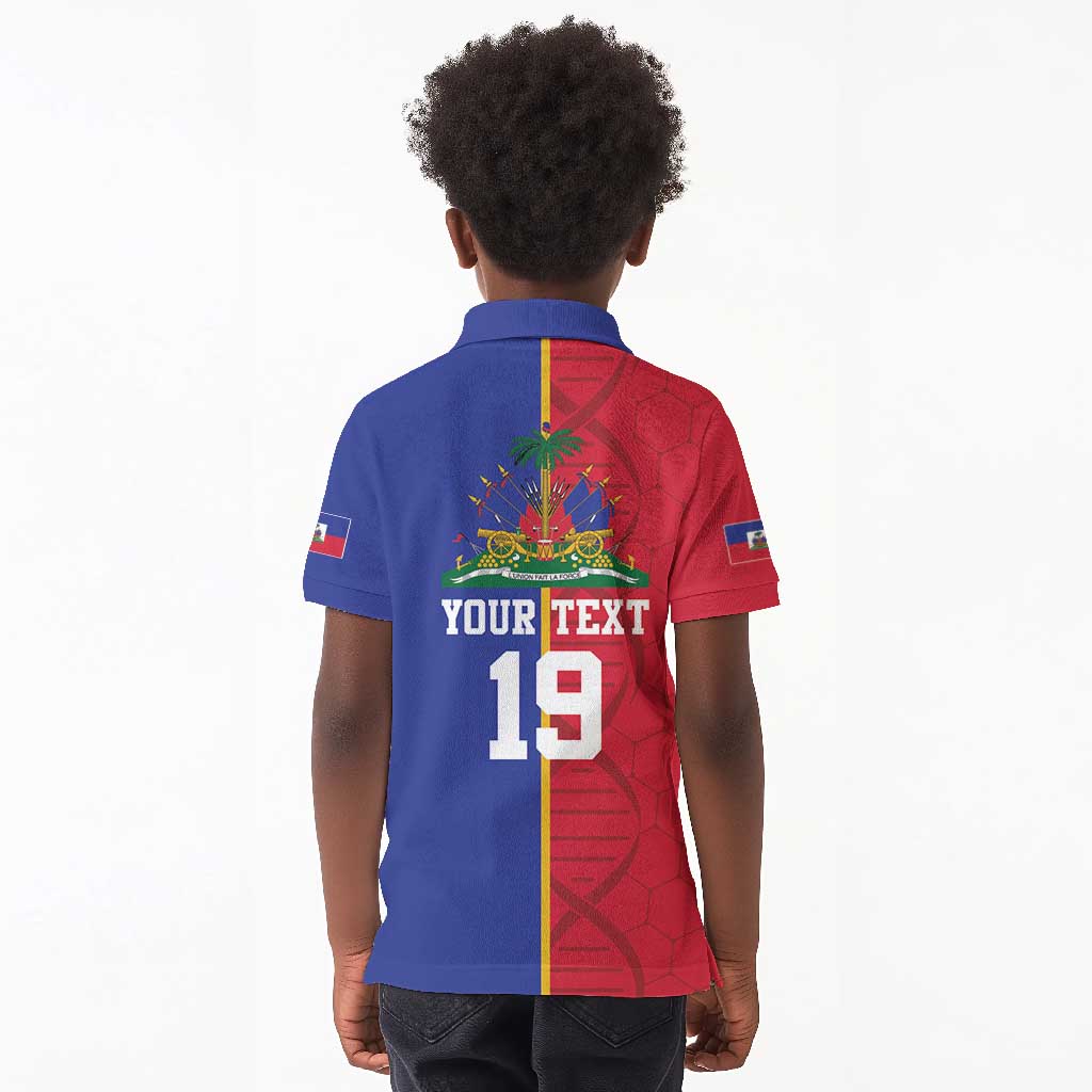 Custom Afro-Haiti Football Kid Polo Shirt It's In My DNA LT19
