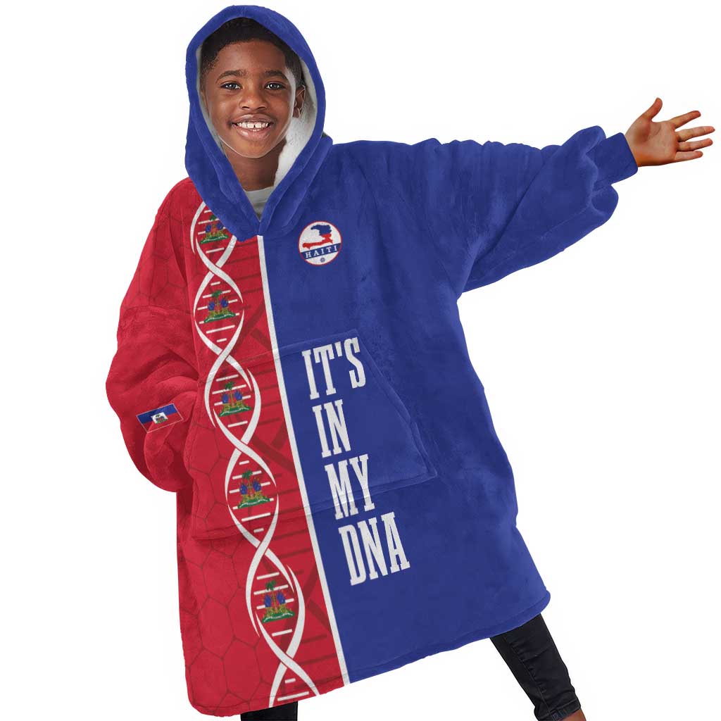 Custom Afro-Haiti Football Kid Wearable Blanket Hoodie It's In My DNA - African Pride