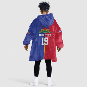 Custom Afro-Haiti Football Kid Wearable Blanket Hoodie It's In My DNA - African Pride