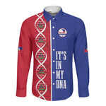 Custom Afro-Haiti Football Long Sleeve Button Shirt It's In My DNA - African Pride