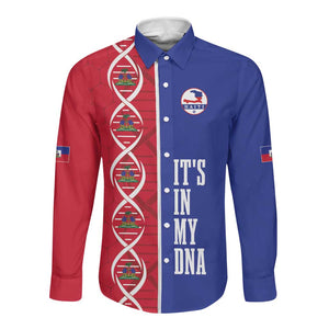 Custom Afro-Haiti Football Long Sleeve Button Shirt It's In My DNA - African Pride