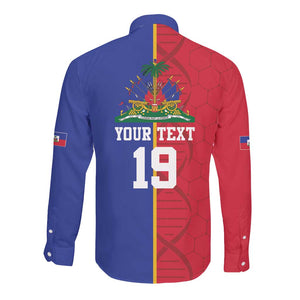 Custom Afro-Haiti Football Long Sleeve Button Shirt It's In My DNA - African Pride