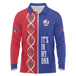 Custom Afro-Haiti Football Long Sleeve Polo Shirt It's In My DNA - African Pride