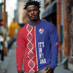 Custom Afro-Haiti Football Long Sleeve Shirt It's In My DNA - African Pride