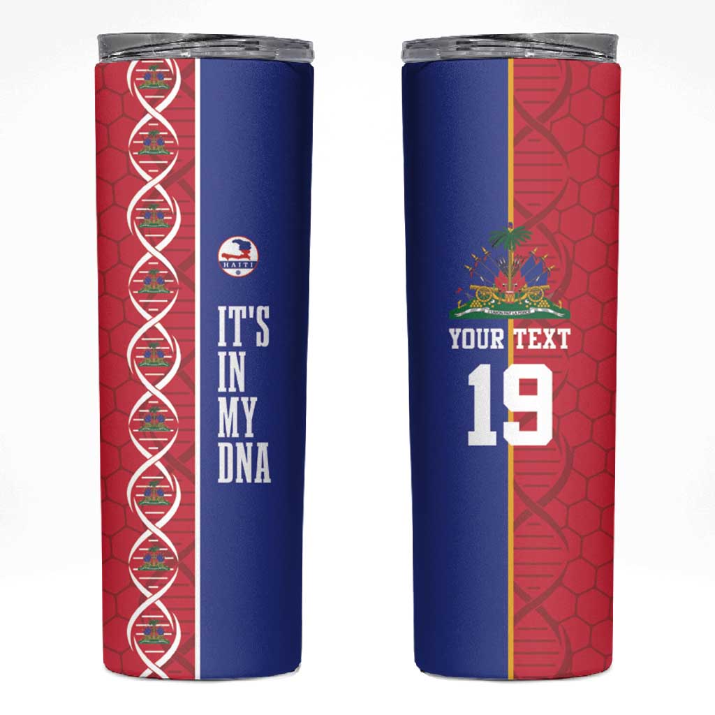 Custom Afro-Haiti Football Skinny Tumbler It's In My DNA - African Pride