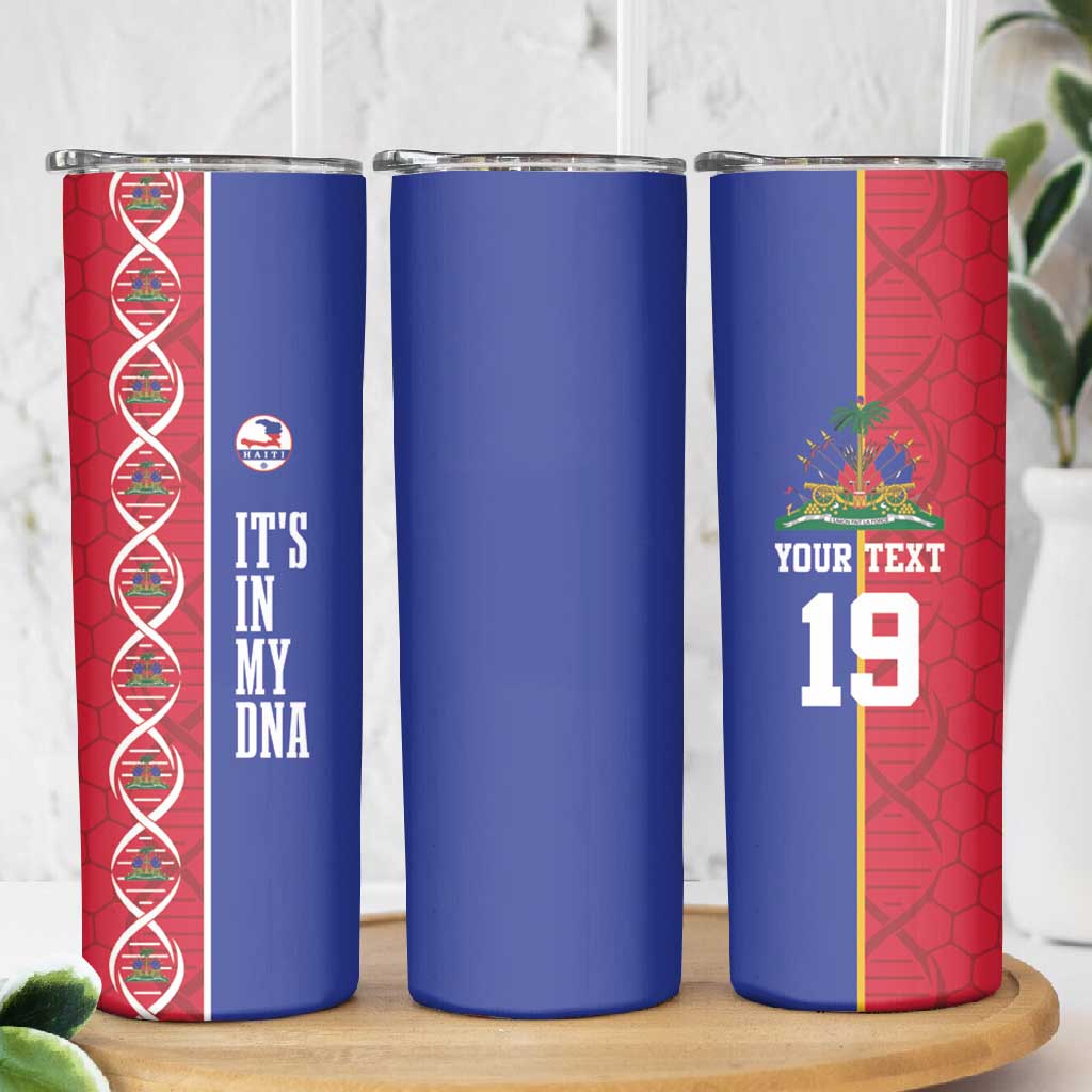 Custom Afro-Haiti Football Skinny Tumbler It's In My DNA - African Pride
