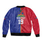 Custom Afro-Haiti Football Sleeve Zip Bomber Jacket It's In My DNA - African Pride