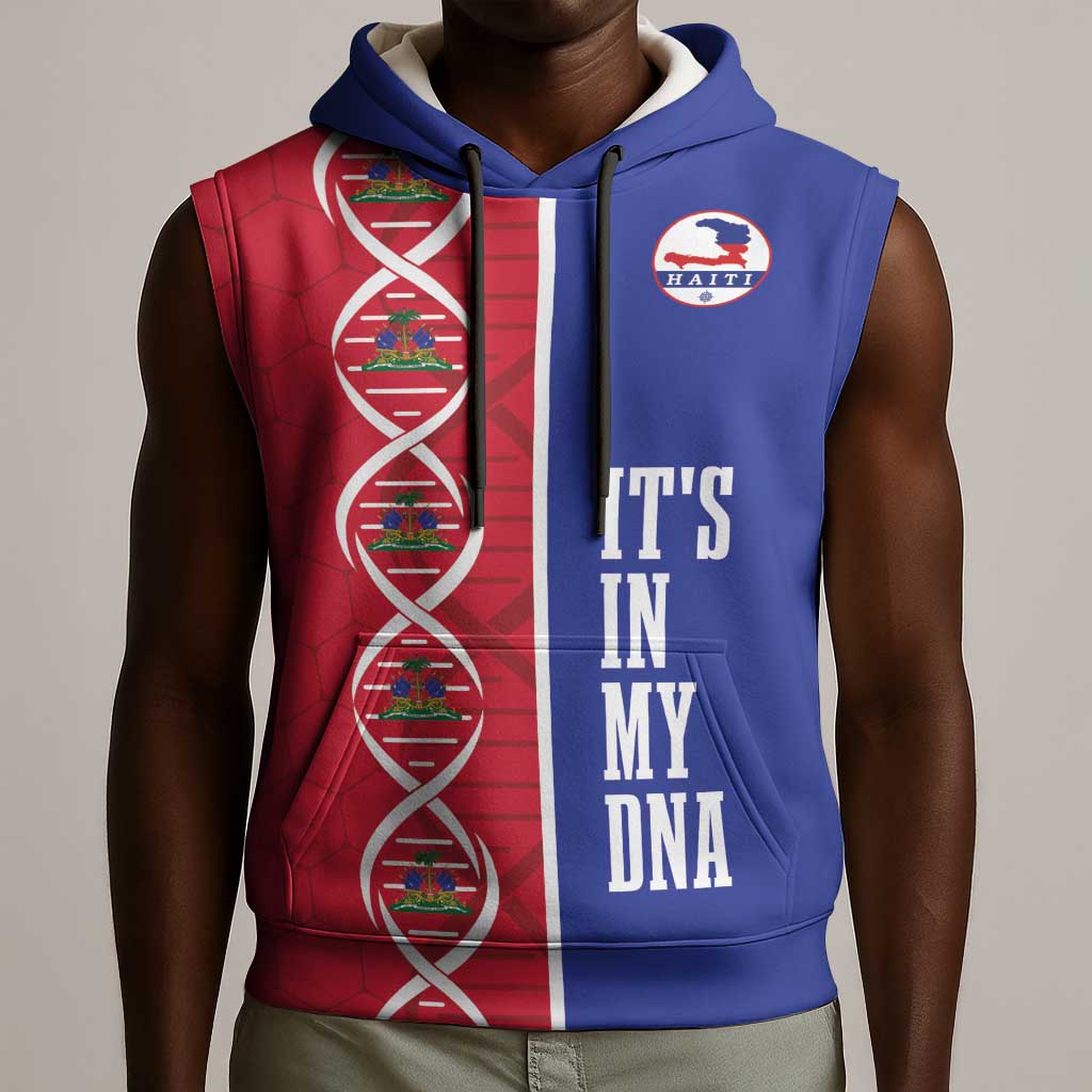 Custom Afro-Haiti Football Sleeveless Hoodie It's In My DNA - African Pride