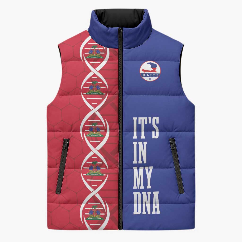 Custom Afro-Haiti Football Sleeveless Puffer Jacket It's In My DNA - African Pride
