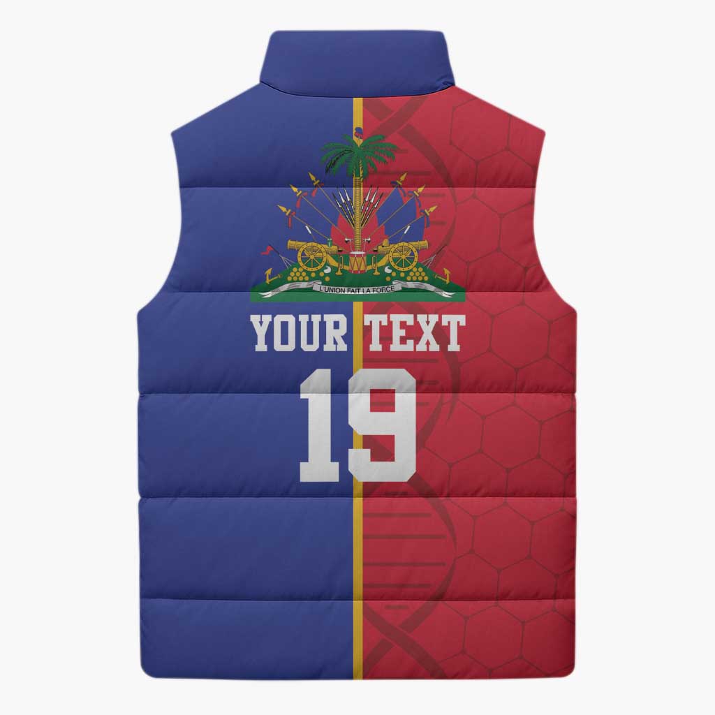 Custom Afro-Haiti Football Sleeveless Puffer Jacket It's In My DNA - African Pride