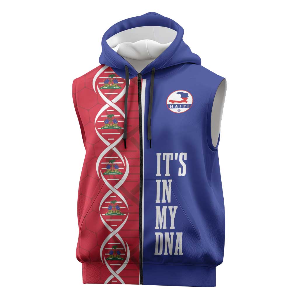 Custom Afro-Haiti Football Sleeveless Zip Hoodie It's In My DNA - African Pride