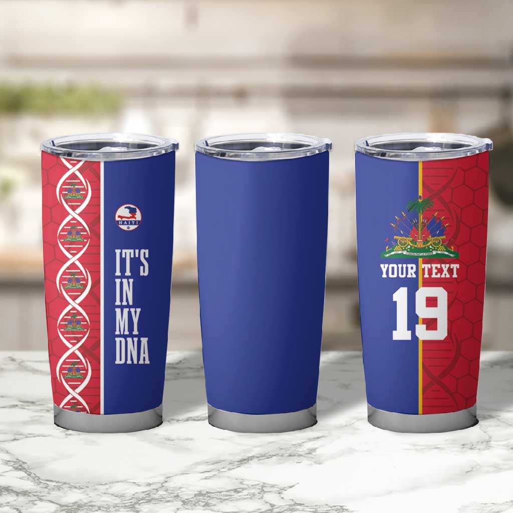 Custom Afro-Haiti Football Tumbler Cup It's In My DNA - African Pride
