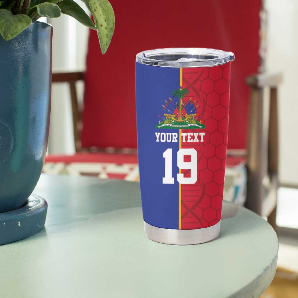 Custom Afro-Haiti Football Tumbler Cup It's In My DNA - African Pride