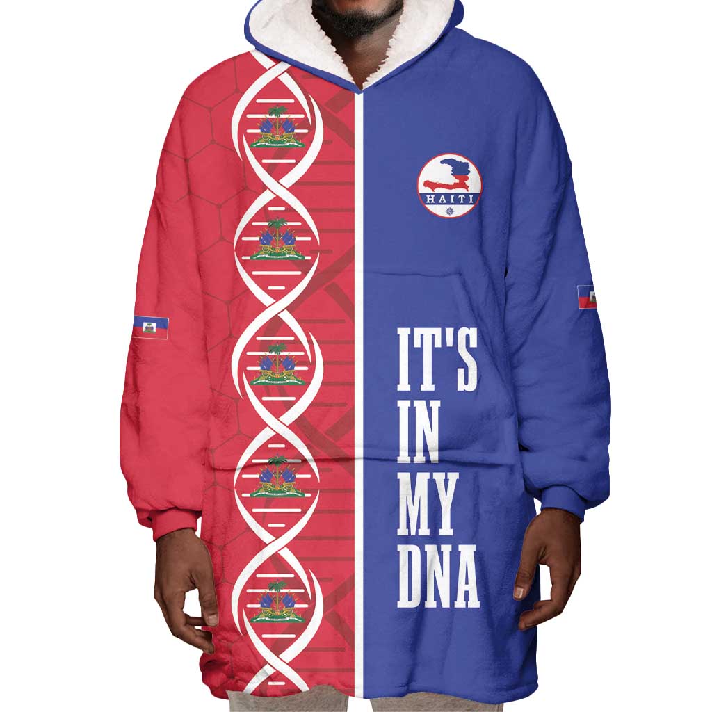 Custom Afro-Haiti Football Wearable Blanket Hoodie It's In My DNA - African Pride