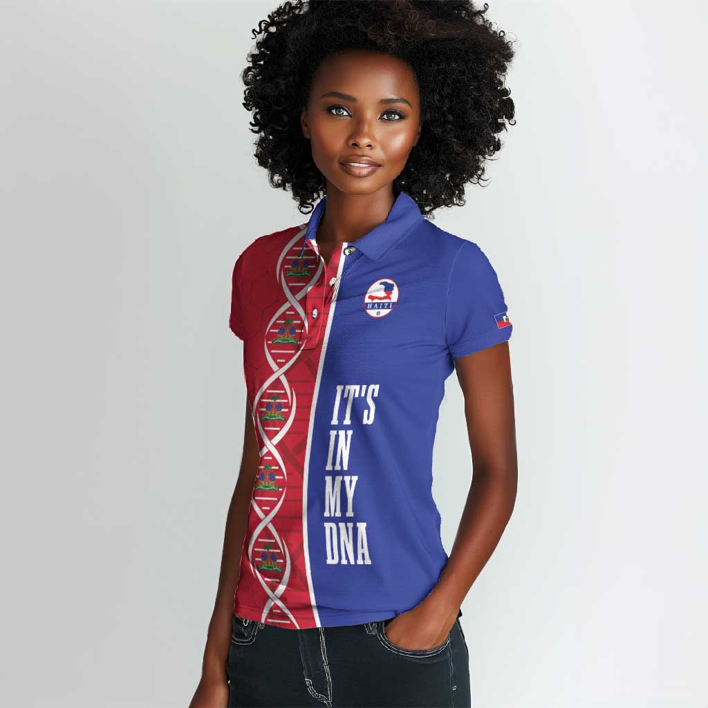 Custom Afro-Haiti Football Women Polo Shirt It's In My DNA - African Pride