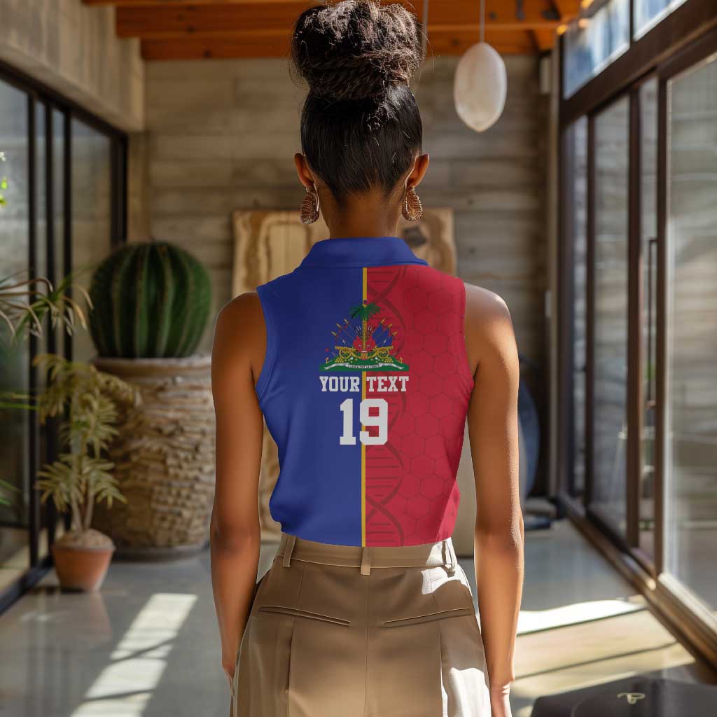 Custom Afro-Haiti Football Women Sleeveless Polo Shirt It's In My DNA - African Pride