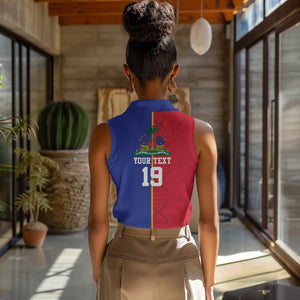 Custom Afro-Haiti Football Women Sleeveless Polo Shirt It's In My DNA - African Pride