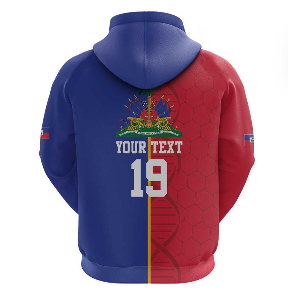 Custom Afro-Haiti Football Zip Hoodie It's In My DNA - African Pride