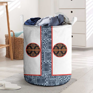 Cameroon Traditional Toghu Pattern Laundry Basket African Tribal Ndop Geometric Design