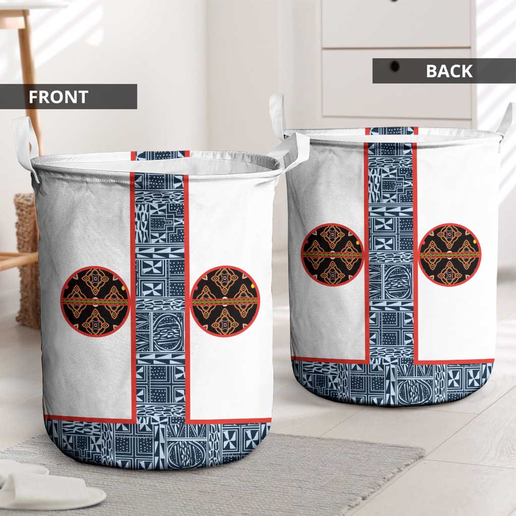 Cameroon Traditional Toghu Pattern Laundry Basket African Tribal Ndop Geometric Design