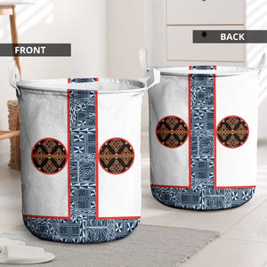 Cameroon Traditional Toghu Pattern Laundry Basket African Tribal Ndop Geometric Design