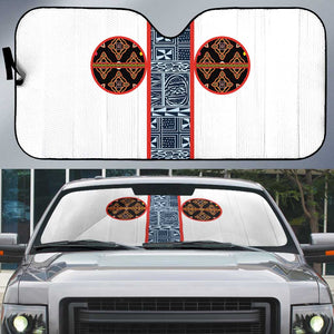 Cameroon Traditional Toghu Pattern Auto Sun Shade African Tribal Ndop Geometric Design