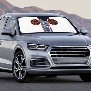 Cameroon Traditional Toghu Pattern Auto Sun Shade African Tribal Ndop Geometric Design