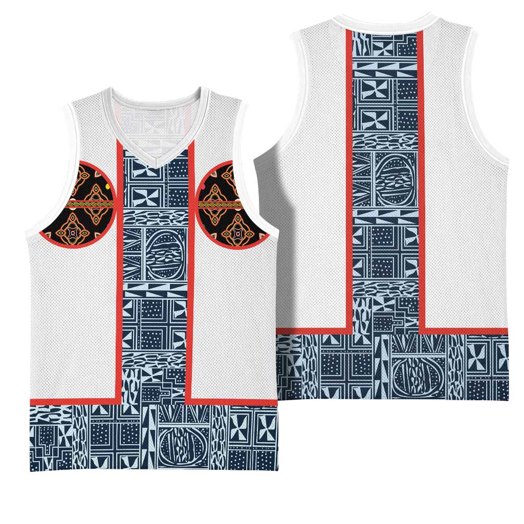 Cameroon Traditional Toghu Pattern Basketball Jersey African Tribal Ndop Geometric Design
