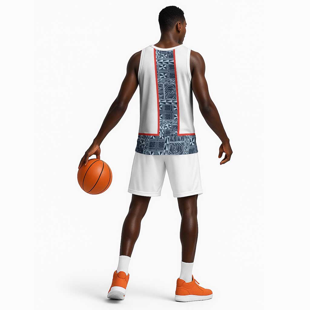 Cameroon Traditional Toghu Pattern Basketball Jersey African Tribal Ndop Geometric Design