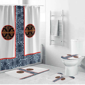 Cameroon Traditional Toghu Pattern Bathroom Set African Tribal Ndop Geometric Design