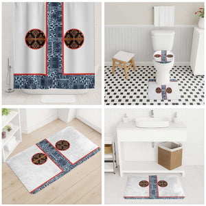 Cameroon Traditional Toghu Pattern Bathroom Set African Tribal Ndop Geometric Design