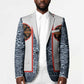 Cameroon Traditional Toghu Pattern Blazer African Tribal Ndop Geometric Design