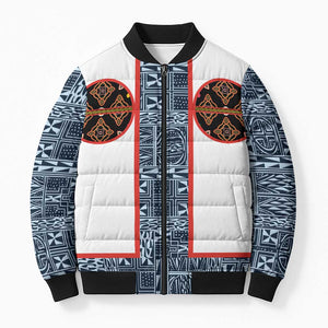 Cameroon Traditional Toghu Pattern Bomber Puffer Jacket African Tribal Ndop Geometric Design