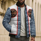 Cameroon Traditional Toghu Pattern Bomber Puffer Jacket African Tribal Ndop Geometric Design