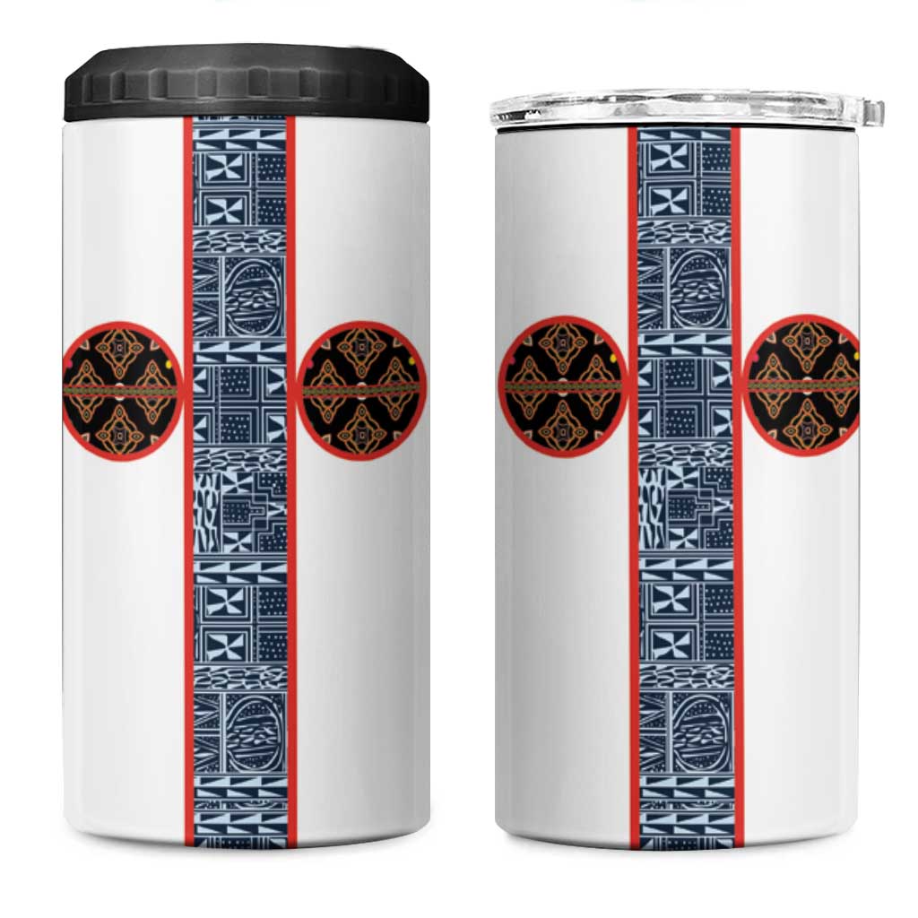 Cameroon Traditional Toghu Pattern 4 in 1 Can Cooler Tumbler African Tribal Ndop Geometric Design