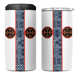 Cameroon Traditional Toghu Pattern 4 in 1 Can Cooler Tumbler African Tribal Ndop Geometric Design